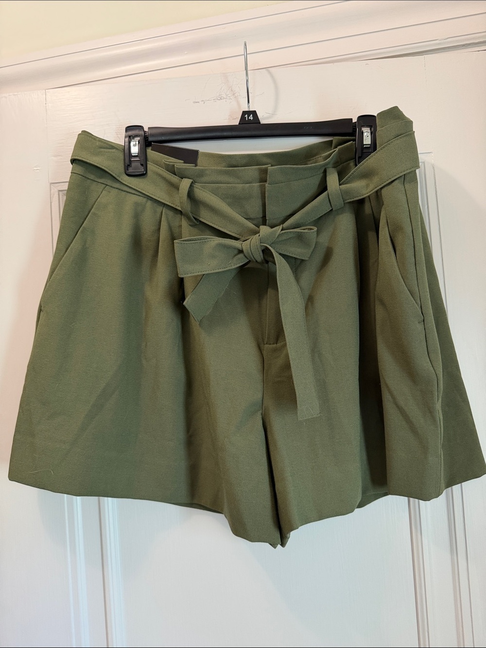 Banana Republic Olive Tie-Waist Pleated Bermuda Shorts
